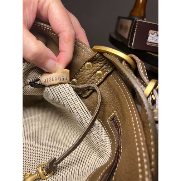 Vintage Y2K Dooney & Bourke Brown & Tan Signature Logo Canvas & Leather Hobo Bag - Picture 5 of 12
